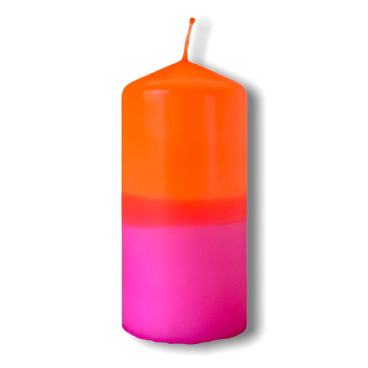 Dip Dye Stumpenkerze neonorange & neonpink | DipDip Candles