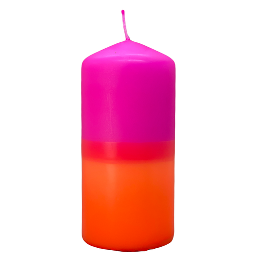 Dip Dye Stumpenkerze neonorange & neonpink | DipDip Candles