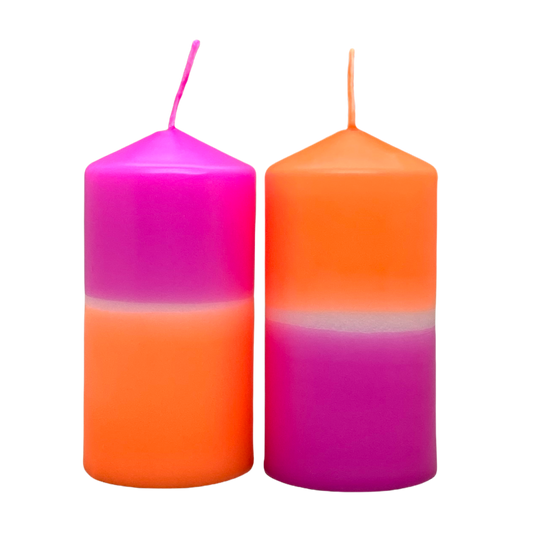 Dip Dye Stumpenkerze 2er-Set neonpink & neonorange | DipDip Candles
