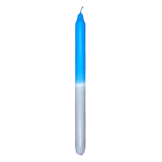 Stabkerze 29cm grau & hellblau