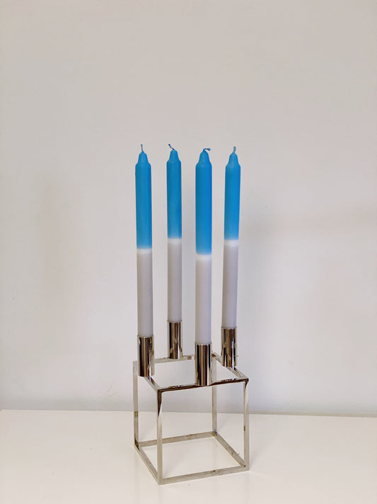 Stabkerze 29cm grau & hellblau