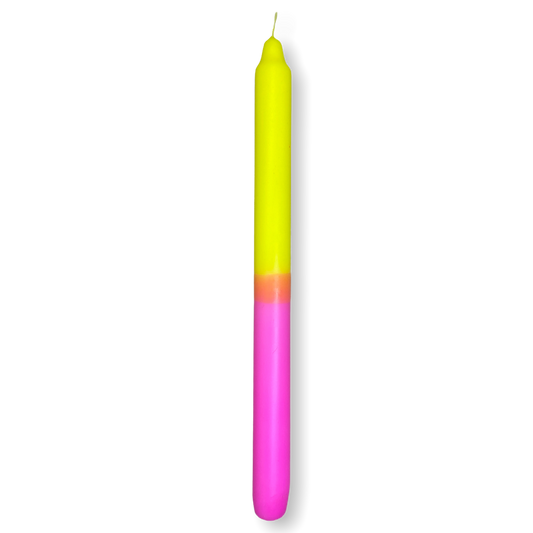 Stabkerze 29cm neonpink & gelb