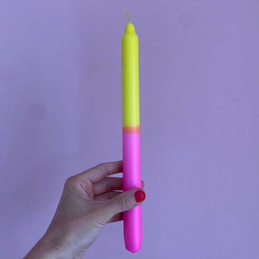Stabkerze 29cm neonpink & gelb