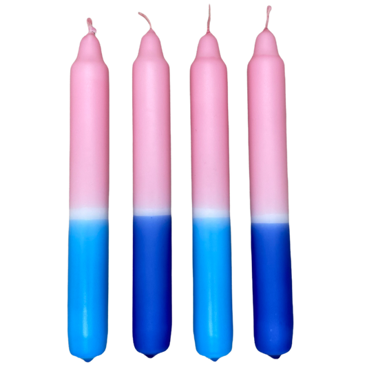 Dip Dye Stabkerzen 4er-Set in rosa und blau | DipDip Candles