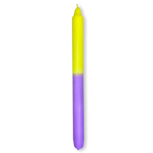 Stabkerze 29cm flieder & gelb