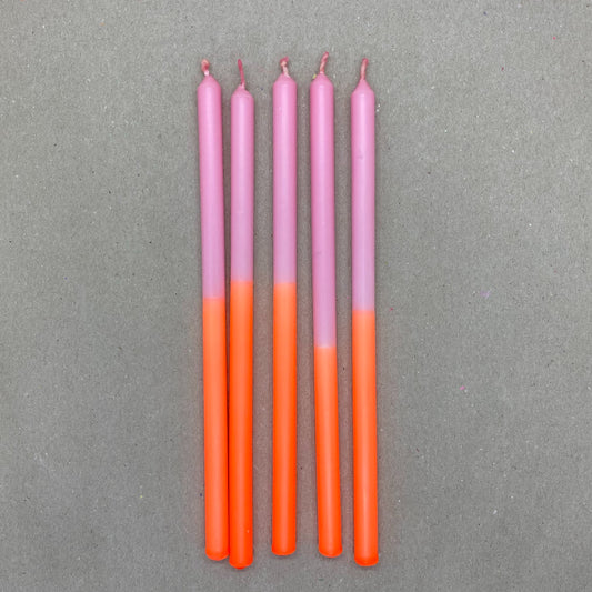 Dip Dye 5er-Set schmale Geburtstagskerzen pink & orange | DipDip Candles