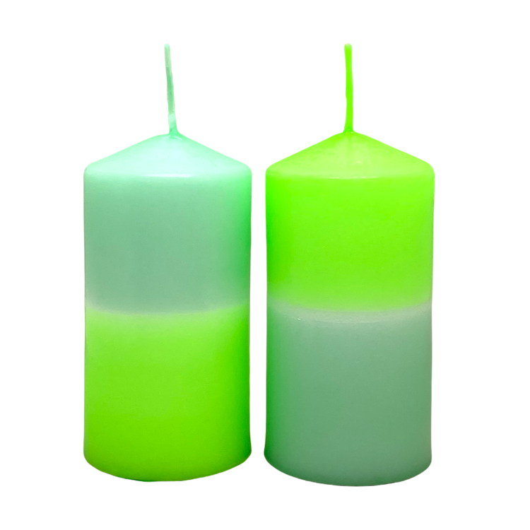 Dip Dye Stumpenkerze 2er-Set neongrün & mint | DipDip Candles