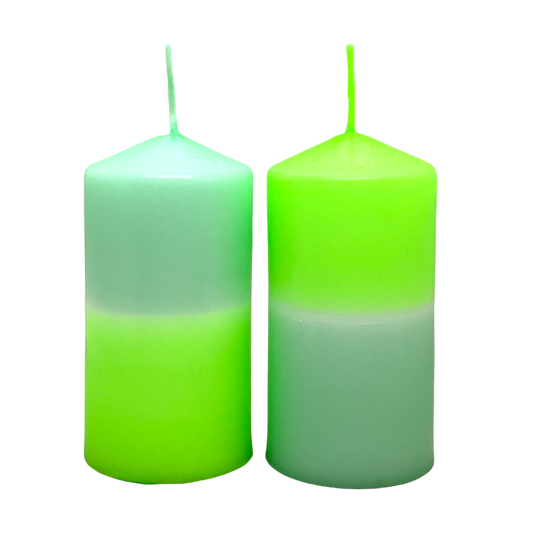 Dip Dye Stumpenkerze 2er-Set neongrün & mint | DipDip Candles