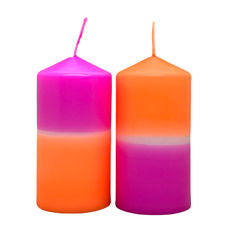 Dip Dye Stumpenkerze 2er-Set neonpink & neonorange | DipDip Candles
