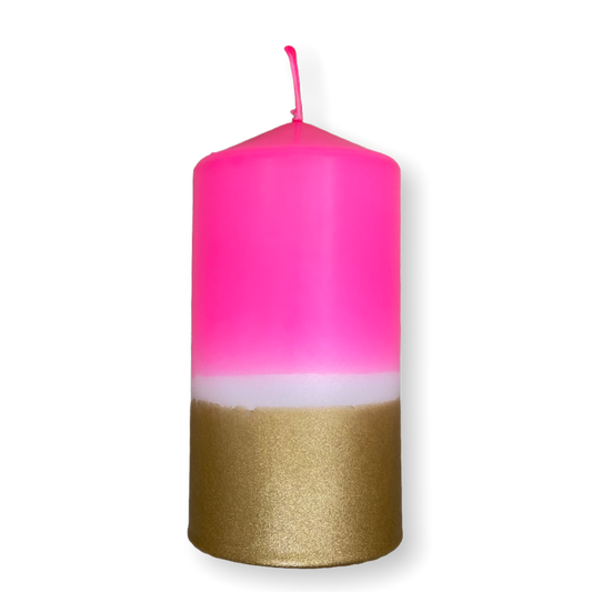 Dip Dye Stumpenkerze in flamingo & gold | DipDip Candles